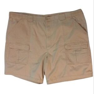 Men's Short Khaki Cargo Shorts W/six Pockets Waist 52" by: St John's Bay